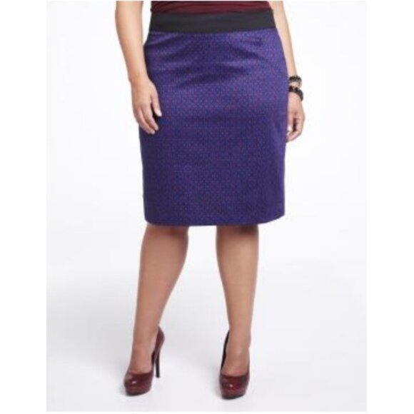 NEW Additionelle Geo Print Pencil Skirt Royal Blue/Burgundy Size 18 - Picture 1 of 4